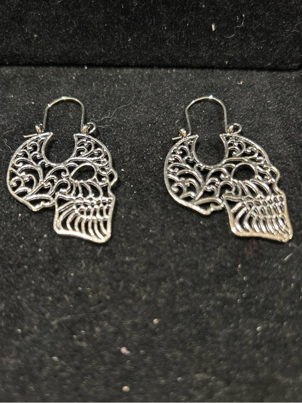 Silver color Filigree Skull Earrings - Women Jewelry